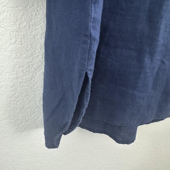Ellen Tracy Tunic Top Womens 2X Blue Linen Zip Front 3/4 Sleeve Utility Office - Picture 6 of 13